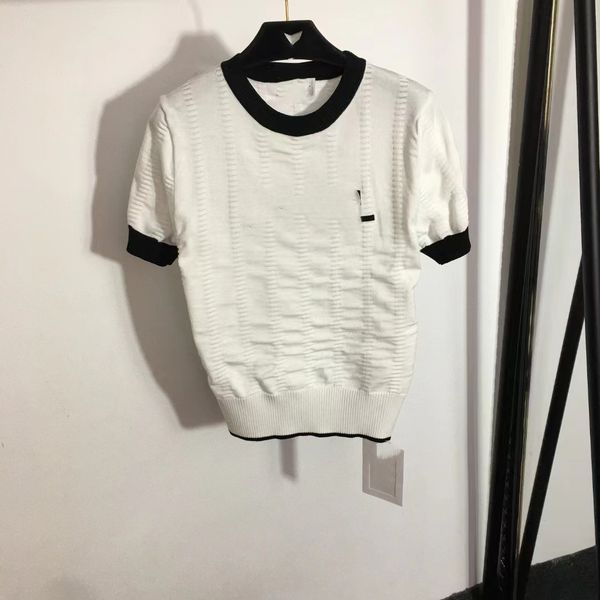 321 l 2023 milan runway summer brand same style sweater short sleeve white pink crew neck striped pullover womens meiyi20231466, White;black
321 l 2023 milan runway summer brand same style sweater short sleeve white pink crew neck striped pullover womens meiyi20231466, White;black