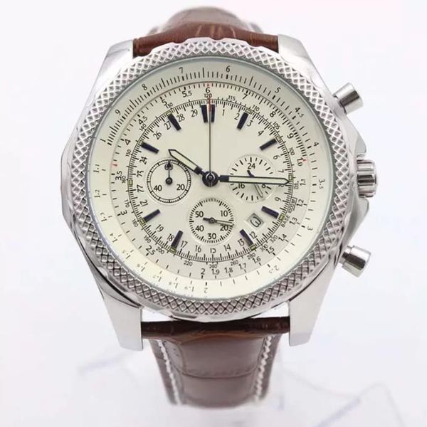 watches quality chronograph battery movement quartz silver dial men watch leather strap mens wristwatches, Slivery;brown
watches quality chronograph battery movement quartz silver dial men watch leather strap mens wristwatches, Slivery;brown