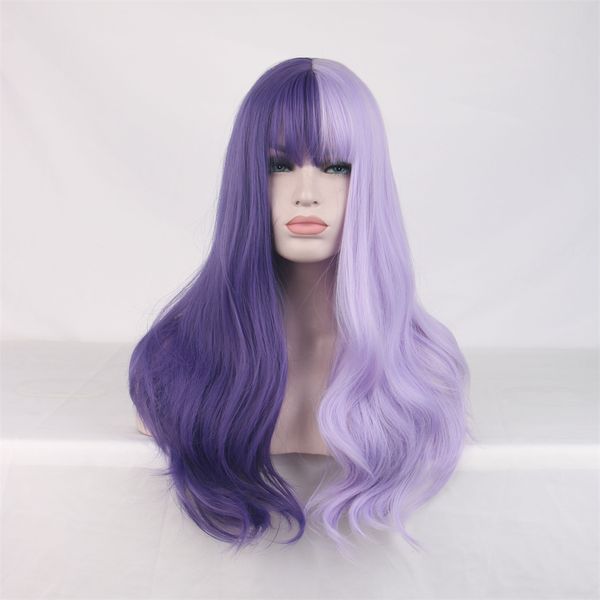 purple ombre wavy wigs woodfestival neat bangs mix synthetic wig long curly hair for women party, Black
purple ombre wavy wigs woodfestival neat bangs mix synthetic wig long curly hair for women party, Black