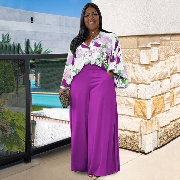 women's plus size pants two piece set oversize loose casual print shirt wide leg spring fashion ladies commute suit 230324, Black
women's plus size pants two piece set oversize loose casual print shirt wide leg spring fashion ladies commute suit 230324, Black
