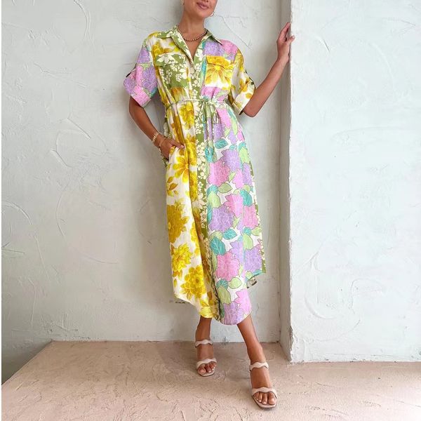 australian designer dress lapel neck shortsleeve floral printed shirt dress, Black;gray
australian designer dress lapel neck shortsleeve floral printed shirt dress, Black;gray