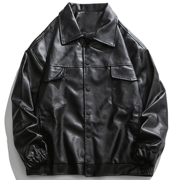 men's leather faux black motorcycle outwear streetwear autumn solid color pu jacket men high street baseball coat 230324
men's leather faux black motorcycle outwear streetwear autumn solid color pu jacket men high street baseball coat 230324