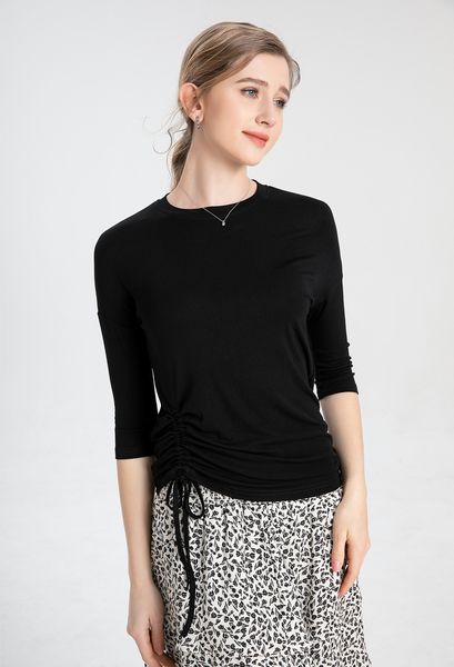 women's hoodies sweatshirts fashion 2023 summer string t shirt soft and breathable modal fabric 3 4 sleeve woman clothes 230324, Black
women's hoodies sweatshirts fashion 2023 summer string t shirt soft and breathable modal fabric 3 4 sleeve woman clothes 230324, Black