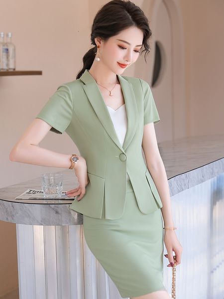 two piece dress novelty green summer short sleeve formal women business suits with skirt and ladies office work wear professional blazers 2, White
two piece dress novelty green summer short sleeve formal women business suits with skirt and ladies office work wear professional blazers 2, White