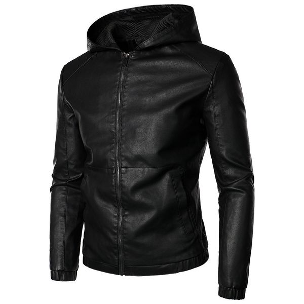 men's leather faux autumn fashion motorcycle jackets hooded learher slim washed 230324, Black
men's leather faux autumn fashion motorcycle jackets hooded learher slim washed 230324, Black