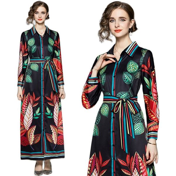 vintage printed black maxi shirts dress long sleeve 2023 designer women casual office button cardigan dresses robes elegant ladies patterns, Black;gray
vintage printed black maxi shirts dress long sleeve 2023 designer women casual office button cardigan dresses robes elegant ladies patterns, Black;gray