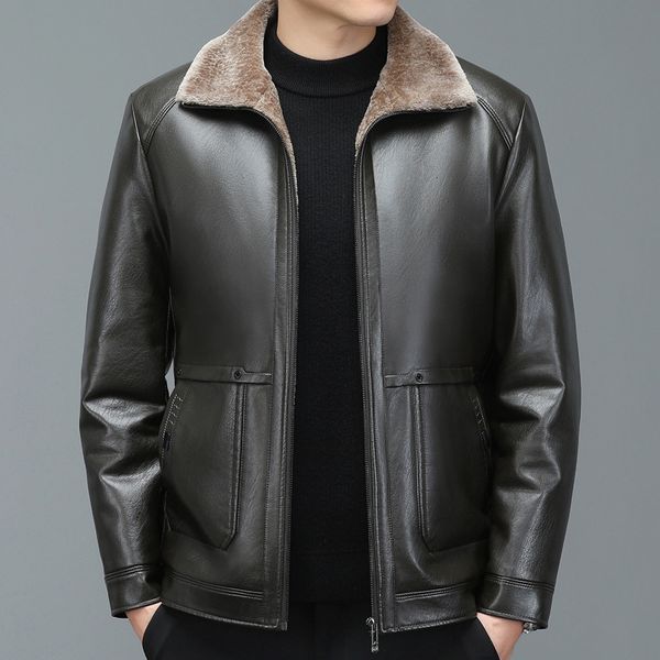 men's leather faux men clothing winter zipper sheep skin genuine long sleeve male button casual slim fit coat office business jacket m7, Black
men's leather faux men clothing winter zipper sheep skin genuine long sleeve male button casual slim fit coat office business jacket m7, Black