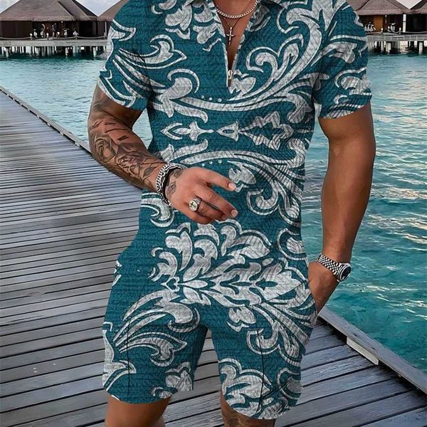 summer seaside beach casual shirt set fashion brand 3d print chain pattern polo loose shorts, White;black
summer seaside beach casual shirt set fashion brand 3d print chain pattern polo loose shorts, White;black