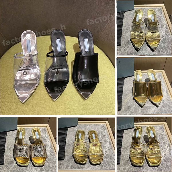 designer sandals women sandal triangle printed plexiglass heels o slides chunky high heel golden sier metallic leather insole slippers, Black
designer sandals women sandal triangle printed plexiglass heels o slides chunky high heel golden sier metallic leather insole slippers, Black