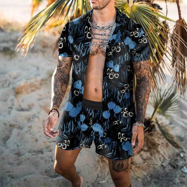 2023 summer new beach style casual short sleeve shirt and pants suit, White;black