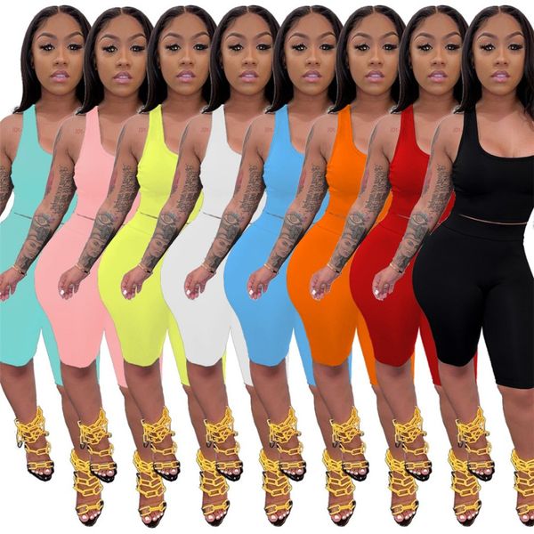 designer wholesale women's tracksuits two 2 piece shorts sets women outfits square collar tank leggins shorts suit casual summer track, Gray
designer wholesale women's tracksuits two 2 piece shorts sets women outfits square collar tank leggins shorts suit casual summer track, Gray
