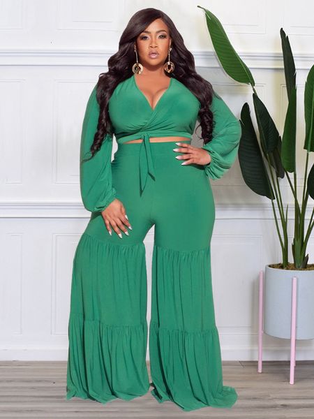 women's plus size pants chic 2 piece set lace up v neck lantern long sleeve crop ruched wide leg pant commute outfit women clothing 230, Black
women's plus size pants chic 2 piece set lace up v neck lantern long sleeve crop ruched wide leg pant commute outfit women clothing 230, Black