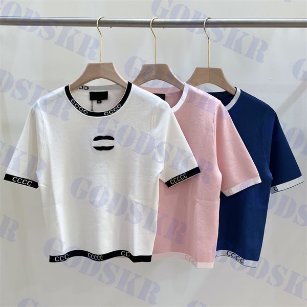 letter logo t shirt womens knitted round neck short sleeve tees three colors, White
letter logo t shirt womens knitted round neck short sleeve tees three colors, White