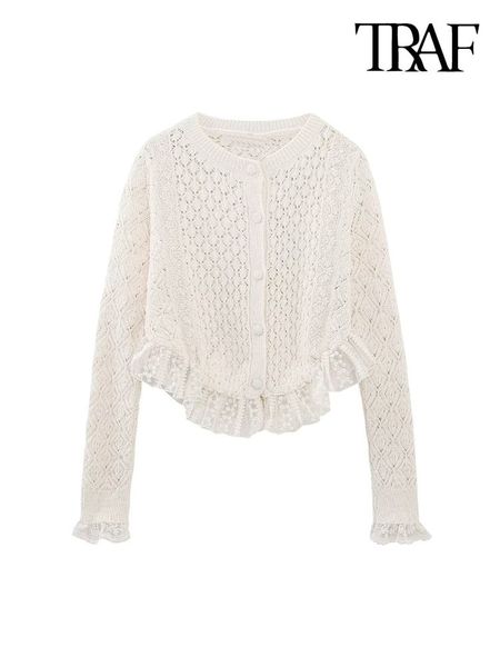 women's knits tees traf women fashion with lace knit cardigan sweater vintage long sleeve front button female outerwear chic 230324, White
women's knits tees traf women fashion with lace knit cardigan sweater vintage long sleeve front button female outerwear chic 230324, White