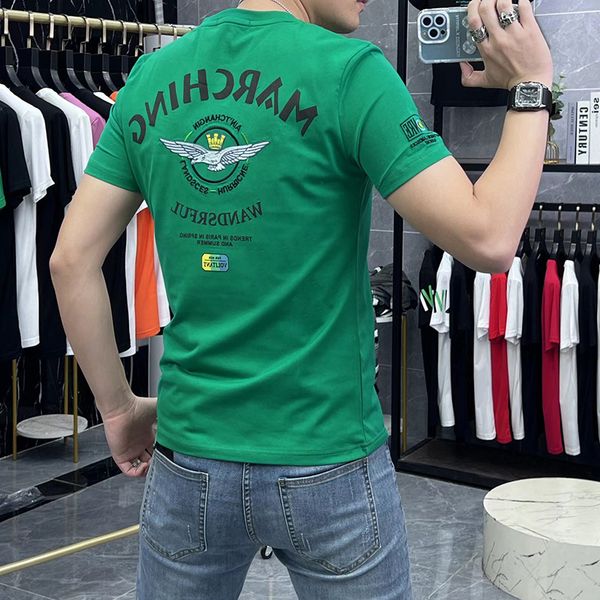 men's t-shirts embroidered round neck european fit bottom shirt streetwear 2023 summer trend clothing young male green tees m-5xl, White;black
men's t-shirts embroidered round neck european fit bottom shirt streetwear 2023 summer trend clothing young male green tees m-5xl, White;black