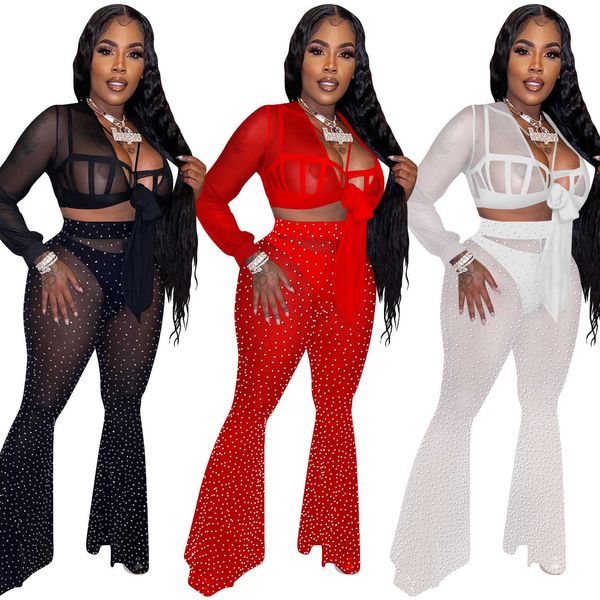 women's two piece sets rhinestone sheer tracksuits bell bottoms suits 2 piece crop blouse club party outfits, Gray
women's two piece sets rhinestone sheer tracksuits bell bottoms suits 2 piece crop blouse club party outfits, Gray
