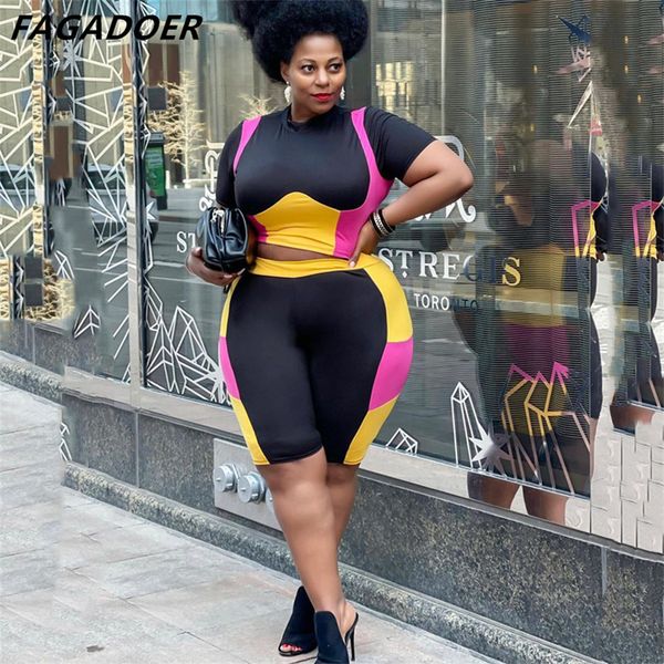 women's plus size pants fagadoer sport casual patchwork color shorts two piece sets round neck and skinny tracksuits female outfits 230, Black
women's plus size pants fagadoer sport casual patchwork color shorts two piece sets round neck and skinny tracksuits female outfits 230, Black