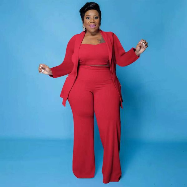 women's plus size pants women clothing three piece set camisole blazer jacket wide leg long office ladies casual outfits 230324, Black
women's plus size pants women clothing three piece set camisole blazer jacket wide leg long office ladies casual outfits 230324, Black
