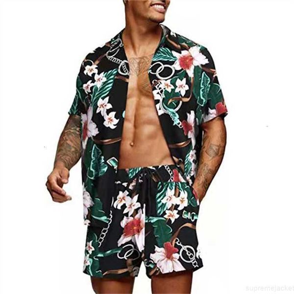 2023 new loose hawaiian style youth floral print casual shorts shirt set men's wear, White;black
2023 new loose hawaiian style youth floral print casual shorts shirt set men's wear, White;black