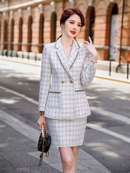 two piece dres elegant skirt suits female long sleeve blazer with real pocket casual black white plaid set 230324
two piece dres elegant skirt suits female long sleeve blazer with real pocket casual black white plaid set 230324