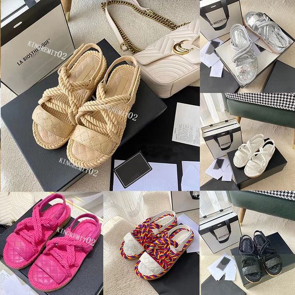 designer women sandals blade sandal platform slippers hemp rope woven slides elegant simple material slipper with box, Black
designer women sandals blade sandal platform slippers hemp rope woven slides elegant simple material slipper with box, Black