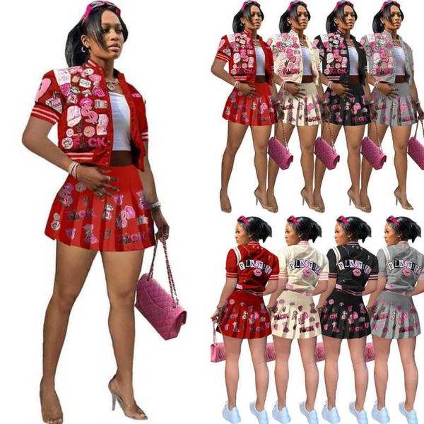 womens designer clothing 2023 tracksuits basaball two piece jackets skirts set dress fashion printed bomber jacket pleated skirt sets, Gray
womens designer clothing 2023 tracksuits basaball two piece jackets skirts set dress fashion printed bomber jacket pleated skirt sets, Gray