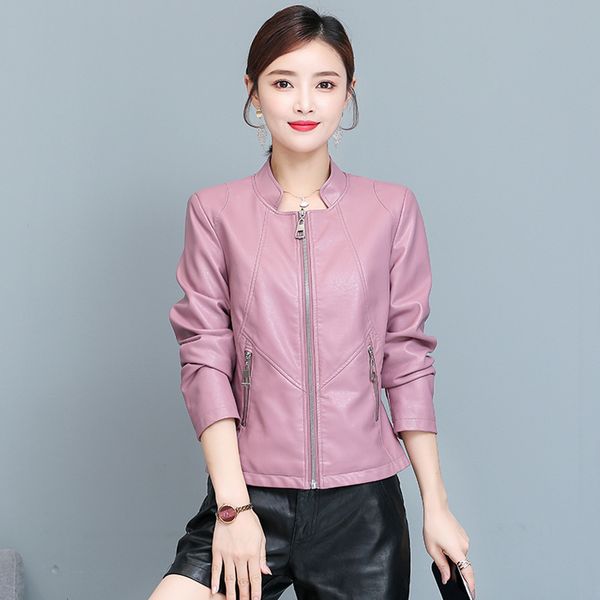women's jackets women leather jacket spring autumn fashion trend small stand collar slim waist split short coat cool pink outerwear 230, Black;brown
women's jackets women leather jacket spring autumn fashion trend small stand collar slim waist split short coat cool pink outerwear 230, Black;brown