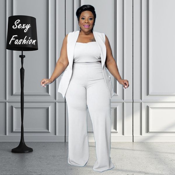 women's plus size pants wsfec set clothing 2023 spring summer fashion sleeveless strapless wide leg three piece suits outfits 230324, Black
women's plus size pants wsfec set clothing 2023 spring summer fashion sleeveless strapless wide leg three piece suits outfits 230324, Black
