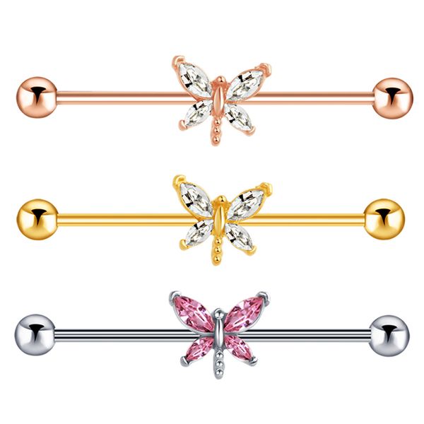 14g surgical steel industrial barbell trident industrial barbell 38mm 1 1/2 inch industrial piercing bar dragonfly, Silver
14g surgical steel industrial barbell trident industrial barbell 38mm 1 1/2 inch industrial piercing bar dragonfly, Silver
