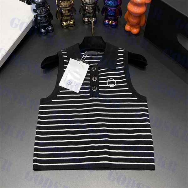 knitted stripe tanks brand embroidery tank letter button vests womens polo shirt quality, White
knitted stripe tanks brand embroidery tank letter button vests womens polo shirt quality, White