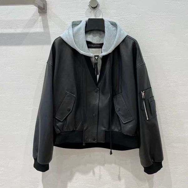 women's jackets women coat spring and autumn short length 2023 fashion genuine leather jacket with hooded splicing style 230324, Black;brown
women's jackets women coat spring and autumn short length 2023 fashion genuine leather jacket with hooded splicing style 230324, Black;brown