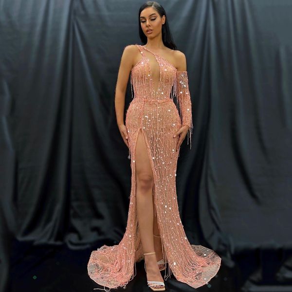 fairy one shoulder prom dresses side split party dresses lace tassels sequined custom made evening dress, Black;red
fairy one shoulder prom dresses side split party dresses lace tassels sequined custom made evening dress, Black;red
