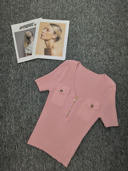307 2023 runway autumn brand same style sweater short sleeve v neck white pink black blue cardigan fashion clothes womens yl, White;black
307 2023 runway autumn brand same style sweater short sleeve v neck white pink black blue cardigan fashion clothes womens yl, White;black