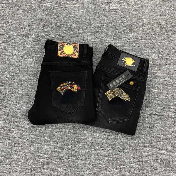 men's jeans designer fashion black men jeans medusa embroidered trousers designer pants mens casual denim pants ct0m, Blue
men's jeans designer fashion black men jeans medusa embroidered trousers designer pants mens casual denim pants ct0m, Blue