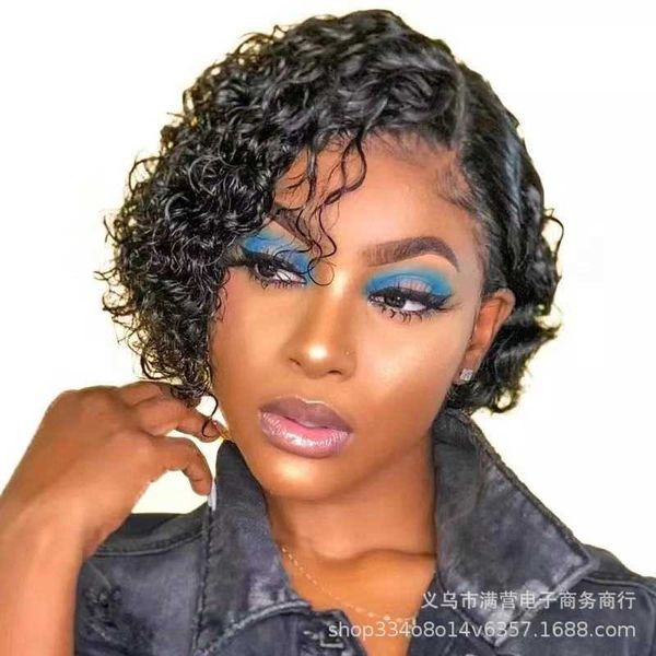women's short curly hair of the new wig is divided into small curls and black chemical fiber hair230323
women's short curly hair of the new wig is divided into small curls and black chemical fiber hair230323
