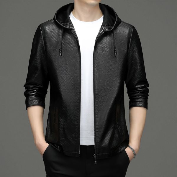 men's leather faux genuine clothes boys solid color jacket casual hooded motorcycle slim youth thin fashion 230324, Black
men's leather faux genuine clothes boys solid color jacket casual hooded motorcycle slim youth thin fashion 230324, Black