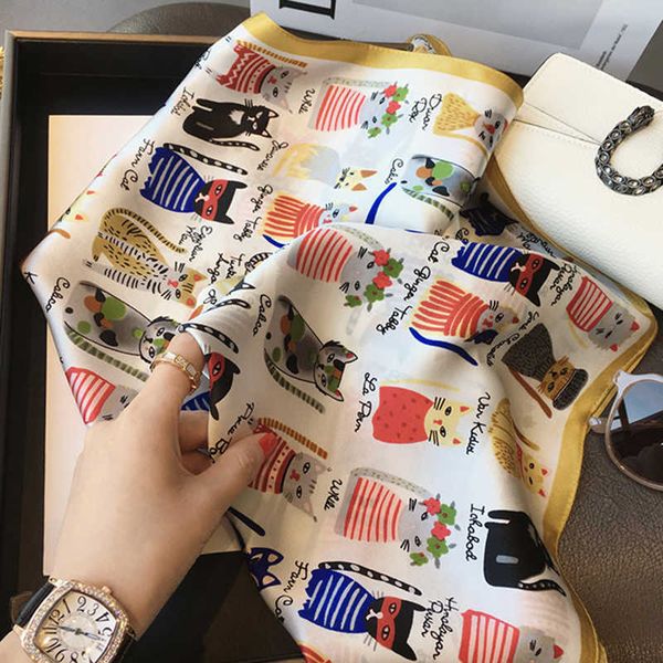 sarongs brand designer women silk scarf cat pattern neck hair band foulard square head tie print scarves lady foulard headband 70cm p230323, Blue;gray
sarongs brand designer women silk scarf cat pattern neck hair band foulard square head tie print scarves lady foulard headband 70cm p230323, Blue;gray