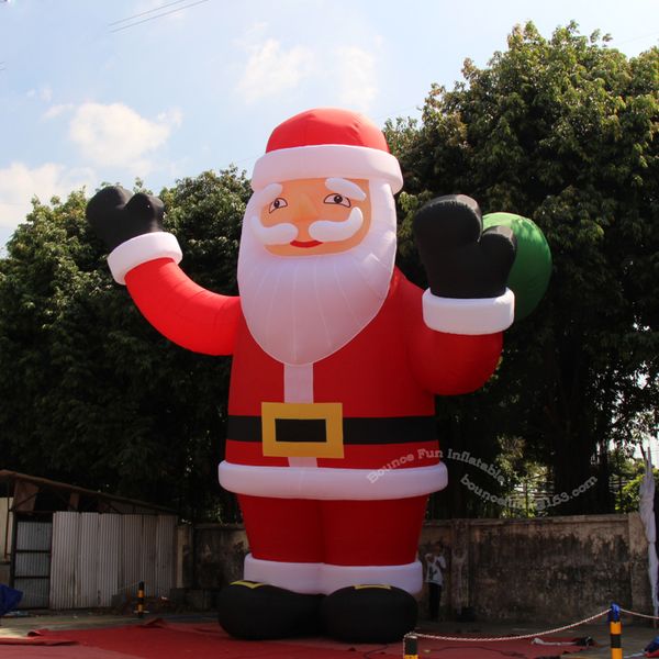 

30ft giant outdoor inflatables santa claus christmas decoration cartoon character led lighted interior with fan for new year