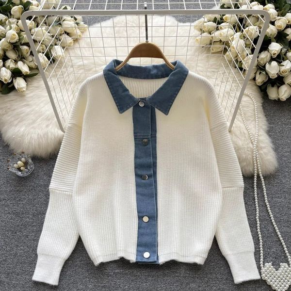 women's knits tee casual denim spcling knitted jacket fall long sleeve single breasted warm soft sweater cardigan knitwear coat 230324, White
women's knits tee casual denim spcling knitted jacket fall long sleeve single breasted warm soft sweater cardigan knitwear coat 230324, White