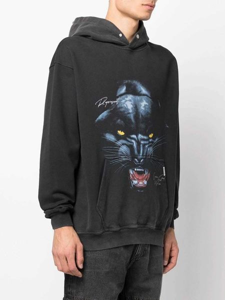 version high american street rhude leopard head english printed wash water worn loose men's and women's hoodies, Black
version high american street rhude leopard head english printed wash water worn loose men's and women's hoodies, Black