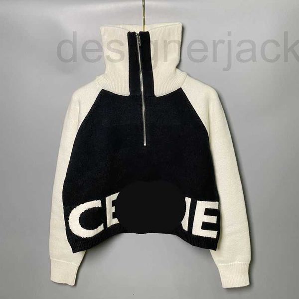 women's knits tees designer autumn winter new premium design letter jacquard half zip high neck contrast knitted fashion trend wq, White
women's knits tees designer autumn winter new premium design letter jacquard half zip high neck contrast knitted fashion trend wq, White