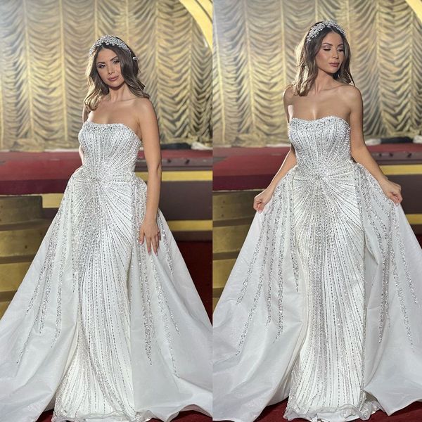 strapless beading mermaid wedding dresses elegant sleeveless sequined bridal gowns custom made dress vestido de novia, White
strapless beading mermaid wedding dresses elegant sleeveless sequined bridal gowns custom made dress vestido de novia, White