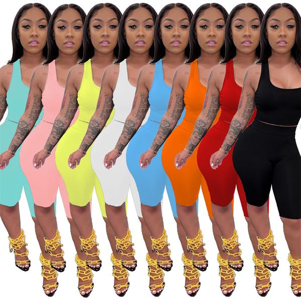 2023 women tracksuits casual 2 piece set sleeveless t-shirts shorts summer jogging suit fashion solid color outfits pullover sportswear dhl, Gray
2023 women tracksuits casual 2 piece set sleeveless t-shirts shorts summer jogging suit fashion solid color outfits pullover sportswear dhl, Gray