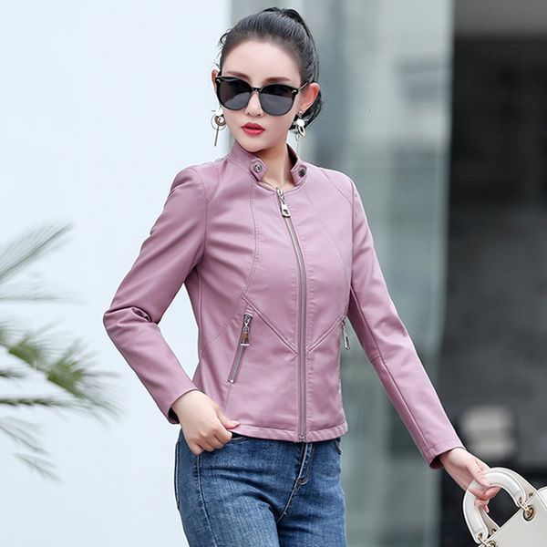 women's jackets women leather jacket spring autumn fashion small stand collar slim waist split short coat pink sheepskin outerwear 2303, Black;brown
women's jackets women leather jacket spring autumn fashion small stand collar slim waist split short coat pink sheepskin outerwear 2303, Black;brown