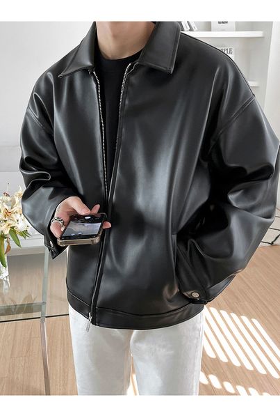men's leather faux spring autumn cool luxury short black soft light pu jacket men zipper casual mens jackets and coats fashion 230324
men's leather faux spring autumn cool luxury short black soft light pu jacket men zipper casual mens jackets and coats fashion 230324