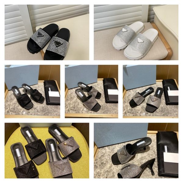 triangle logo satin crystal-embellished slippers womens high heels dress shoes slide summer platform sandals slip-on flats mules sandal wome, Black
triangle logo satin crystal-embellished slippers womens high heels dress shoes slide summer platform sandals slip-on flats mules sandal wome, Black