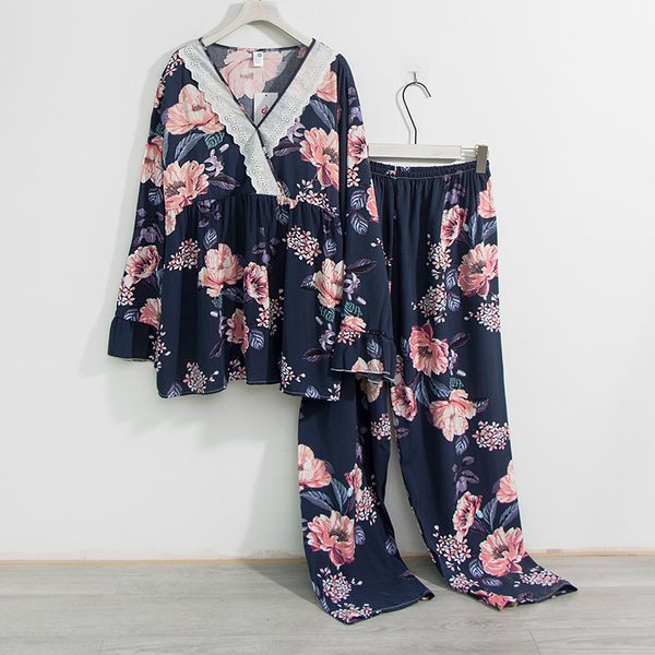 women's plus size pants 7xl 150kg spring sleepwear sets for floral pajamas long sleeve and pants home wear femme set 230324, Black
women's plus size pants 7xl 150kg spring sleepwear sets for floral pajamas long sleeve and pants home wear femme set 230324, Black