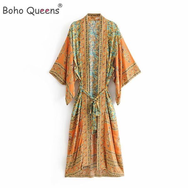 women's swimwear boho queens women yellow floral print sashes kimono ladies v neck batwing sleeves bohemian maxi dress robe cover-up 23, White;black
women's swimwear boho queens women yellow floral print sashes kimono ladies v neck batwing sleeves bohemian maxi dress robe cover-up 23, White;black