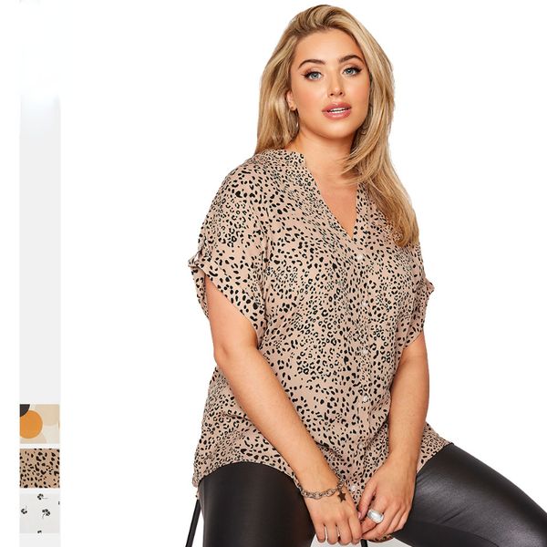 women's plus size tshirt fashion chiffon loose leopard polka dot print button ladies shirts casual summer blazer for women 4xl 5xl 6xl, Black
women's plus size tshirt fashion chiffon loose leopard polka dot print button ladies shirts casual summer blazer for women 4xl 5xl 6xl, Black