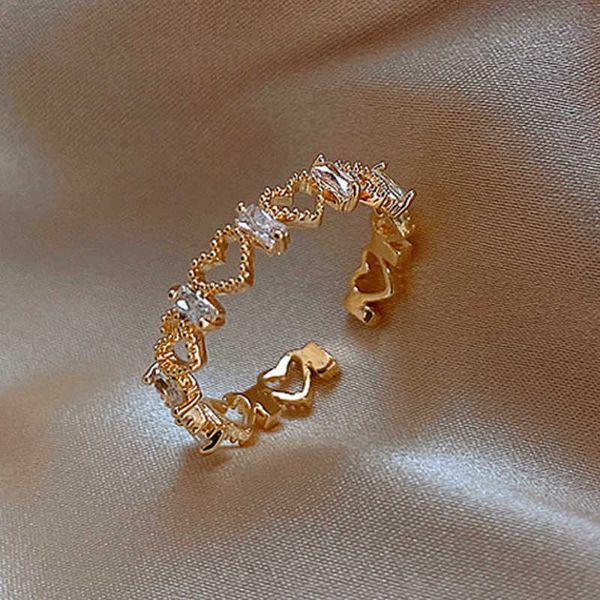 band rings gold plated simple geometric hollow heart zircon opening ring for women exquisite wedding anniversary jewelry aa230323, Silver
band rings gold plated simple geometric hollow heart zircon opening ring for women exquisite wedding anniversary jewelry aa230323, Silver
